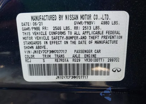 2021 Infiniti Q50 Signature Edition from USA, damaged, VIN JN1EV7CP3MM707717